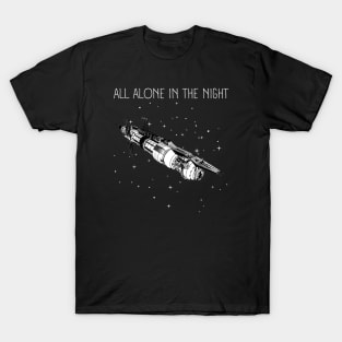 All Alone in the Night - Space Station - Black - Sci-Fi T-Shirt